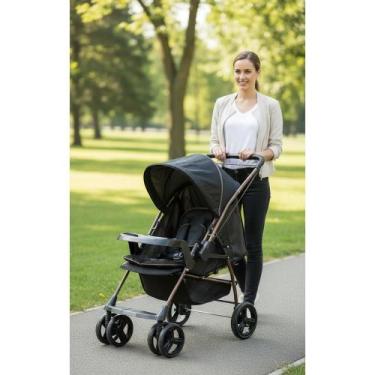 Imagem de 2x Carrinho Bebê Reversível Preto Cobre Conforto e Segurança - Congrat