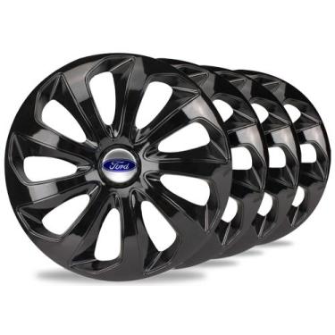 Imagem de Jogo 4 Calota Velox Aro 14 Preta Ford Ka Fiesta Ecosport - Elitte