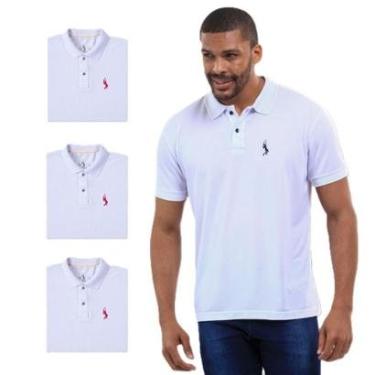 Imagem de Kit 4 Camisa Polo Lisa Casual Elegante Ocasiões-Masculino