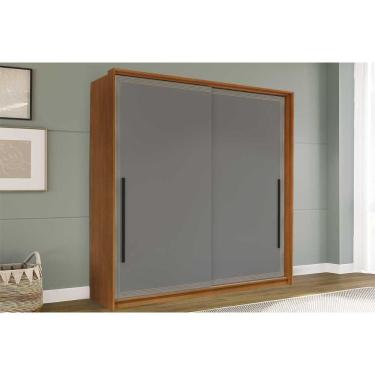 Imagem de Guarda Roupa Casal 2 Portas De Correr (1 C/ Espelho) E 2 Gavetas Valência Freijo/cinza...