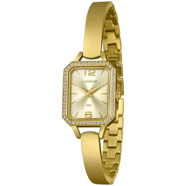 Imagem de Relógio LINCE feminino dourado retangular LQGH297L23 C2KX