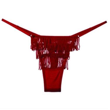 Imagem de Calcinha Xique-Xique Fio Dental em Tule Dobrado com Franjas - LINGERIE