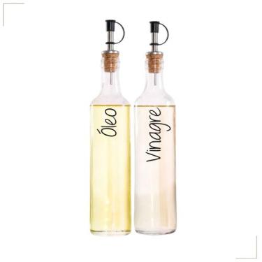 Imagem de Galheteiros de Vidro 500ml  Bico Dosador Cortiça  Vinagre  Azeite  Sho