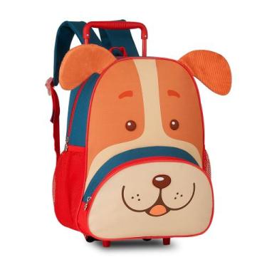 Imagem de Mochila infantil de carrinho rodinha clio pets 15" cp2652a, Vermelho