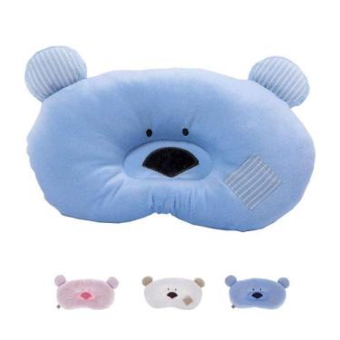 Imagem de Travesseiro Almofada Rn Bebê Antialérgico Ergonômico Azul - Zip Toys