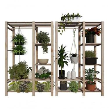 Imagem de Conjunto Redes Vivas Jardins Verticais Estante Madeira - TECHNOX
