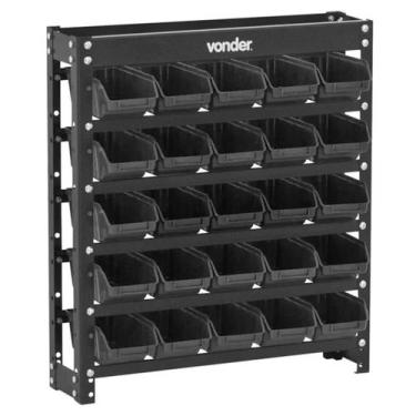 Imagem de Estante Metálica Gaveteiros Modelo Prático Preto 25/3 Vonder