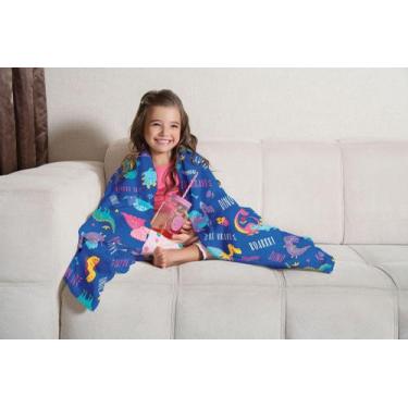 Imagem de Manta infantil em fleece Magic Dino macia e quentinha 1,25 x 1,50m Lep
