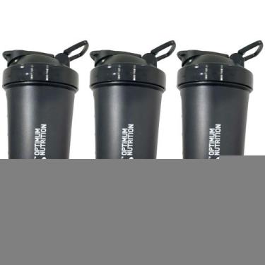 Imagem de Kit 3X Coqueteleira 600ml Preto - Optimum Nutrition