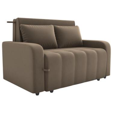 Imagem de Sofa Cama 2 Lugares 138 cm Amora New Veludo E434 Marrom Claro Milani S