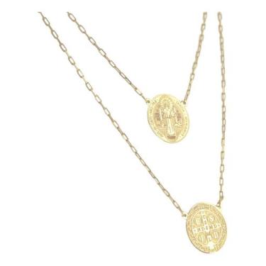 Imagem de Escapulário São Bento Ouro 18k 750 60 Cm Corrente Cadeado Sz - JOIE PR