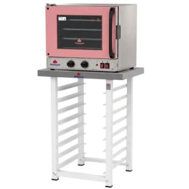 Imagem de Kit Forno Turbo Eletrico Fast Oven Prp-004 Rosa 127V + Bancada Mes-004