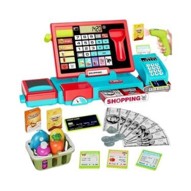 Imagem de Caixa Registradora De Brinquedo Infantil Com Calculadora Real Para Bri