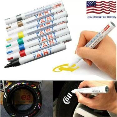 Imagem de Kit 2 Canetas Paint Marker Permanente Multiuso Pneu Vidro Metal Madeir