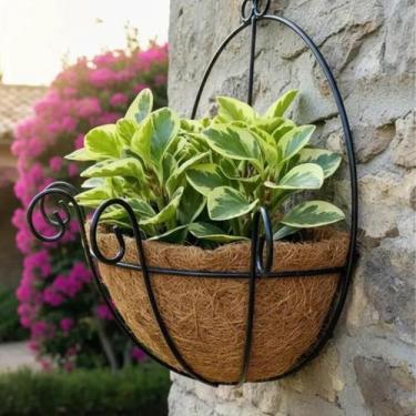Imagem de Vaso Cesto Parede Suspenso Fibra Coco Natural Planta Suporte Flor Orqu