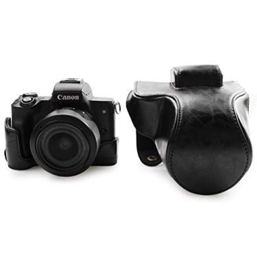 Imagem de Kinokoo Capa para EOS M50, capa completa para câmera Canon EOS M50 Mark II e lentes de 15 a 45 mm, bolsa de couro PU - preta
