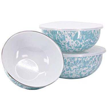 Imagem de Golden Rabbit Esmaltes - Padrão de vidro marinho - Conjunto de 3 - Tigelas de mistura