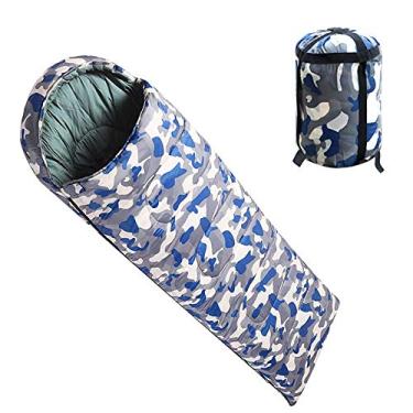 Imagem de Saco de dormir leve de algodão 1450 g, preenchido de 0 a 15 graus para mochilão, caminhadas, acampamento, montanhismo, com bolsa de compressão, cinza