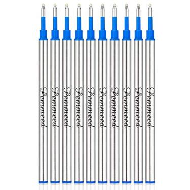 Imagem de Refil de caneta esferográfica para canetas originais Pemmeed G5/G6/G8, refil de caneta compatível Parker Waterman, tinta de gel de metal padrão ponta fina 0,7 mm tinta preta (pacote com 10), Azul