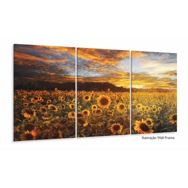 Imagem de Quadro Campo de Flores Pôr do Sol Girassol Mosaico 120x60 mo