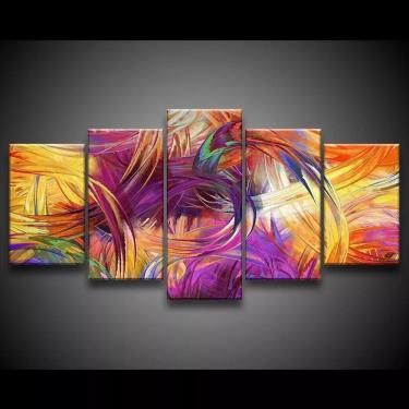 Imagem de Quadro Decorativo 129x63 Sala Quarto Artístico Colorido Roxo