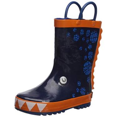 Imagem de Bota de chuva infantil Northside 3D Dino, Blue/Orange, 5 Toddler