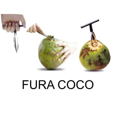Imagem de Fura Coco Abre Coco Profissional Aço Inox Cabo Resistente