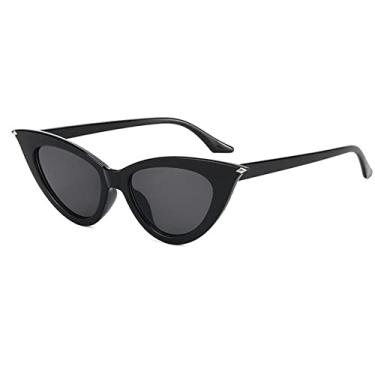 Imagem de Óculos de sol de olho de gato feminino de luxo vintage óculos de sol feminino retrô cateye para mulheres Lentes de sol Mujer, preto cinza, pano livre