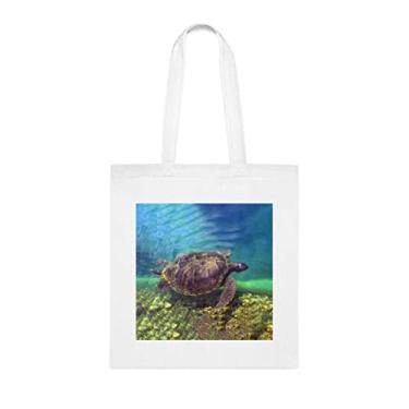 Imagem de Kemp S Ridley Lepidochelys Kempi Cayman Turtle Farm Sacola, Sacola Engraçada, Bolsa de Ombro, Sacolas Reutilizáveis, Cesta de Natal de Aniversário, Branco