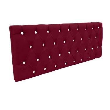 Imagem de Cabeceira Painel Cristal para Cama Box Casal 140 cm Suede Vinho com Strass - D`Rossi