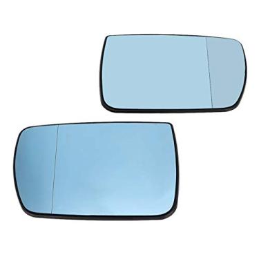 Imagem de Suuonee Lente do espelho retrovisor, espelho retrovisor da porta do lado esquerdo/direito do carro, vidro aquecido azul para E53 X5 99-06