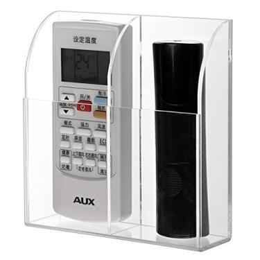 Imagem de Wall Mount Remote Control Holder Clear Acrylic Media Organiser Storage Box Coffee Table and Nightstand Convenient Remote Control Caddy (Two Compartments)