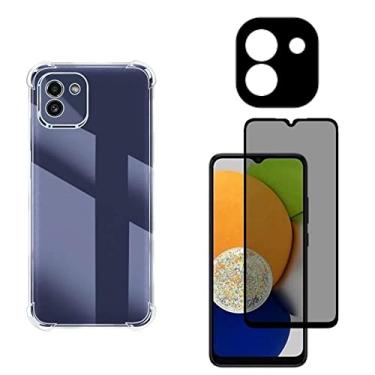 Imagem de Kit Para Galaxy A03 Capa Anti impacto + Película Privacidade + Película De Câmera (Tela 6.5) (C7COMPANY)