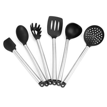 Imagem de Conjunto de 6 peças de colher de silicone conjunto de espátulas antiaderentes ferramentas de cozinha acessórios de cozinha conjunto de utensílios de cozinha utensílios de cozinha domésticos utensílios de cozinha
