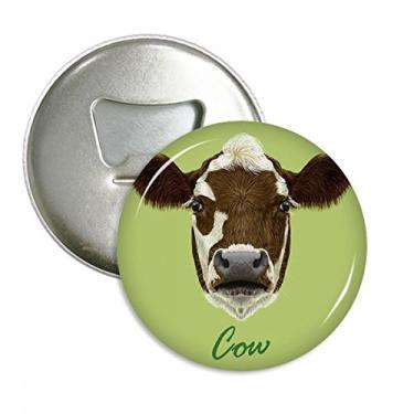 Imagem de Marrom e branco doméstico vaca leiteira abridor de garrafas ímã de geladeira emblema multifuncional