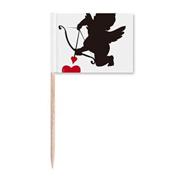 Imagem de Bandeira de palito de dente com padrão de coração de anjo cupido do amor decoração de festa