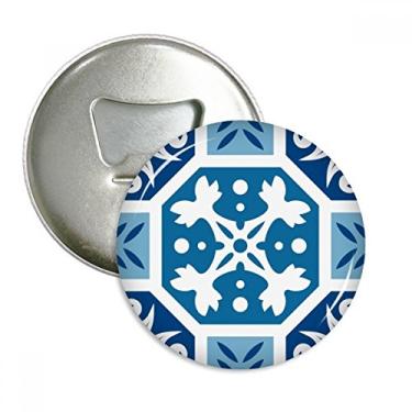 Imagem de Marrocos Abstrato Decorativo Azul Padrão Abridor de Garrafas Imã de Geladeira Emblema Multifuncional
