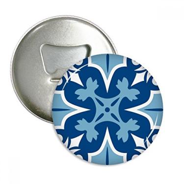Imagem de Marrocos Flor Decorativa Azul Ilustração Abridor de Garrafas Imã de Geladeira Emblema Multifuncional