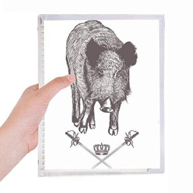 Imagem de Caderno de estilo barroco animal coroa de javali diário de folhas soltas recarregável, papelaria