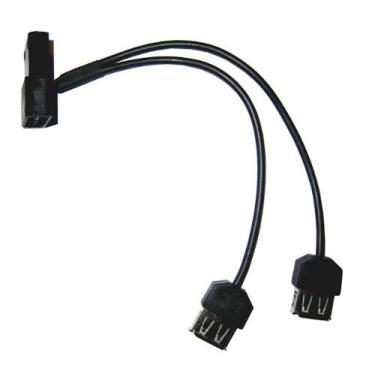 Imagem de okgear Coolerguys 4 pinos fêmea e macho Molex Pass-Through para Dual fêmea USB A 5V conector de alimentação, preto, 15 cm, para ventiladores alimentados por USB, luz e outros dispositivos alimentados