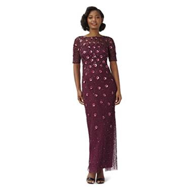 Imagem de Adrianna Papell Vestido floral 3D longo com contas, Cassis, 42
