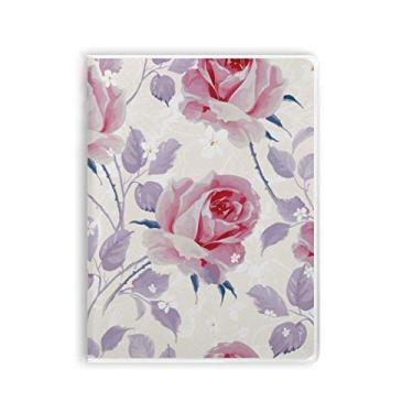 Imagem de Caderno de plantas de desenho rosa rosa rosa capa de goma diário capa macia