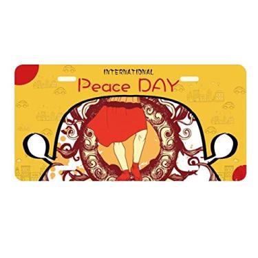 Imagem de DIYthinker Placa de licença com ilustração de espada Samurai vermelha japonesa para decoração de carro, dia da paz