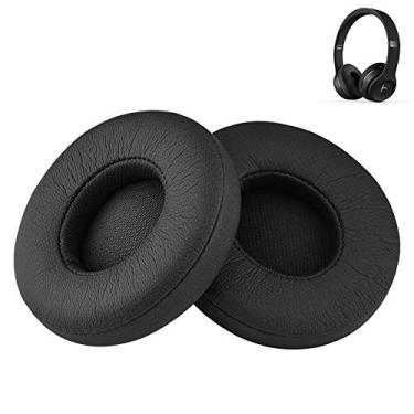 Imagem de Senitek Solo2 Protetor de ouvido com espuma de memória, proteína, couro, almofada de orelha, peças de reposição, almofadas para fones de ouvido Beats Solo 2, Preto
