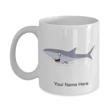 Imagem de Caneca de tubarão personalizada, copo de café de tubarão, ideia de presente de tubarão, copo de tubarão personalizado - caneca de café de 425 g