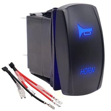 Imagem de mxuteuk 12V À Prova D'Água Interruptor Oscilante Buzina Interruptor Momentâneo 20A Led Luz Ligado desligadoSpst 5 Pinos Para Utv Rzr Veículo Atv Barco Marítimo Carro Motor G001-Bu Azul