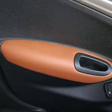 Imagem de TTOILS 4 pcs microfibra couro interior do carro painel da porta apoio de braço capa guarnição, para peugeot 301 2014 2015 2016 2017 2018 acessórios