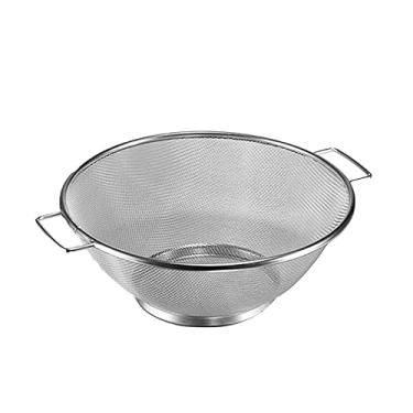Imagem de Filtro de alimentos profissional à prova de ferrugem com alça de malha fina vegetais domésticos escorredor de aço inoxidável antiderrapante multiuso arroz auto-drenante
