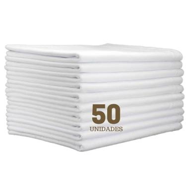 Imagem de Pano de Prato Branco Liso 50 unidades Pano de Copa Cozinha Guardanapo Louça Premium