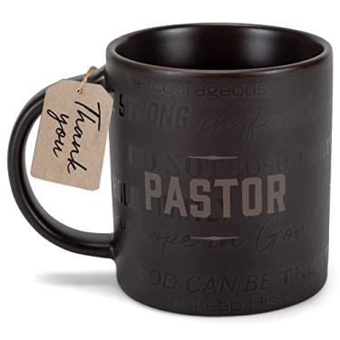 Imagem de Caneca de café de cerâmica Pastor Thank You preta 473 ml